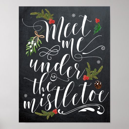 Ontmoet me onder de mistletoe-vakantiewiskundedruk poster (Voorkant)