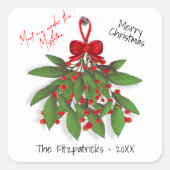 Ontmoet me onder de Mistletoe Vrolijk Kerstfeest Vierkante Sticker (Voorkant)