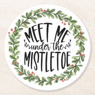 Ontmoet me onder de Mistletoe Waterverf adem Ronde Kartonnen Onderzetter