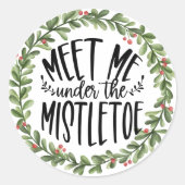 Ontmoet me onder de Mistletoe Waterverf adem Ronde Sticker (Voorkant)
