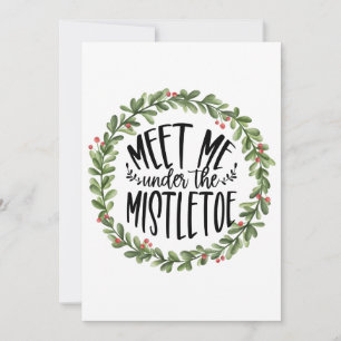Ontmoet me onder de mistletoe waterverf krans feestdagenkaart