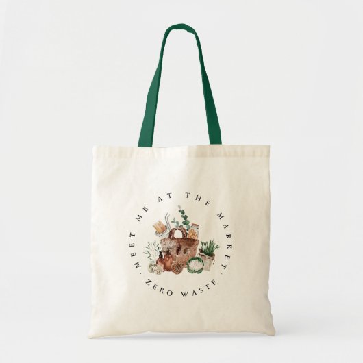 Ontmoet me op de markt | Geen afval Tote Bag (Voorkant)