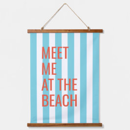 Ontmoet me op het strand Blue Cabana Stripe Hangend Wandkleed