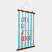 Ontmoet me op het strand Blue Cabana Stripe Hangend Wandkleed (Gebogen)