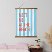Ontmoet me op het strand Blue Cabana Stripe Hangend Wandkleed (Slaapkamer)