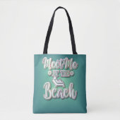 Ontmoet me op het strand kleurrijke tekst tote bag (Voorkant)