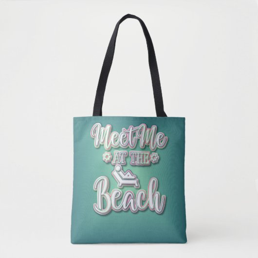 Ontmoet me op het strand kleurrijke tekst tote bag (Voorkant)