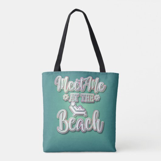 Ontmoet me op het strand kleurrijke tekst tote bag (Achterkant)