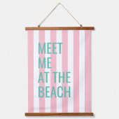 Ontmoet me op het strand Pink Cabana Stripe Hangend Wandkleed (Voorkant)