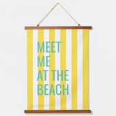 Ontmoet me op het strand Yellow Cabana Stripe Hangend Wandkleed (Voorkant)