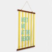 Ontmoet me op het strand Yellow Cabana Stripe Hangend Wandkleed (Gebogen)