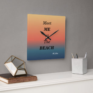 Ontmoet Me Op Het Strand Zomer Strand Zonsopgang K Vierkante Klok