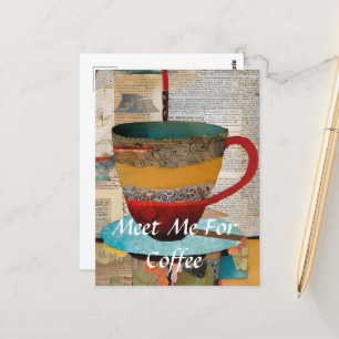 Ontmoet me voor koffie collage briefkaart