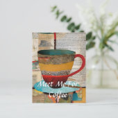 Ontmoet me voor koffie collage briefkaart (Staand voorkant)