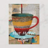 Ontmoet me voor koffie collage briefkaart (Voorkant)