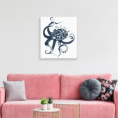 "Ontmoet me waar de lucht het Zee raakt" Octopus Canvas Afdruk (Insitu (Woonkamer))