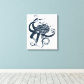 "Ontmoet me waar de lucht het Zee raakt" Octopus Canvas Afdruk (Insitu (Houten vloer))