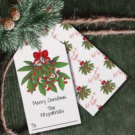 Ontmoet Onder de Mistletoe Vrolijk Kerstfeest Cadeaulabel