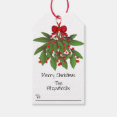 Ontmoet Onder de Mistletoe Vrolijk Kerstfeest Cadeaulabel (Voorkant)