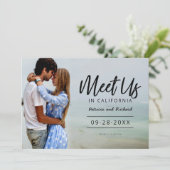 Ontmoet Ons Bij Bestemming Huwelijk Save The Date  Kaart (Staand voorkant)