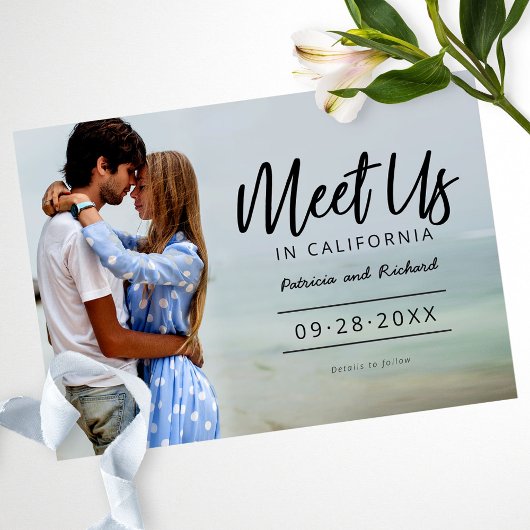 Ontmoet Ons Bij Bestemming Huwelijk Save The Date  Kaart
