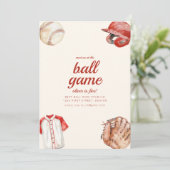 Ontmoet ons bij de balgame verjaardagsuitnodiging kaart (Staand voorkant)