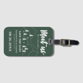 Ontmoet ons Bos Bruiloft Kalligrafie Save the Date Bagagelabel (Voorkant (horizontaal))