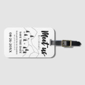 Ontmoet ons Bos Bruiloft Kalligrafie Save The Date Bagagelabel (Voorkant (horizontaal))