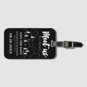 Ontmoet ons Bos Bruiloft Kalligrafie Save the Date Bagagelabel (Voorkant (horizontaal))