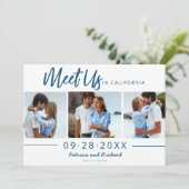 Ontmoet Ons In Bestemming Save The Date 3 Foto Kaart (Staand voorkant)