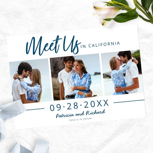 Ontmoet Ons In Bestemming Save The Date 3 Foto Kaart