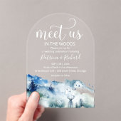 Ontmoet ons in de Bossen Forest Outdoor bruiloft Acryl Uitnodigingen (Insitu (Draagbaar))