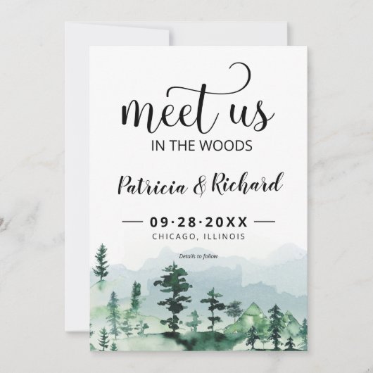 Ontmoet ons in de buitenbruiloft van de Bossen spa (Voorkant)