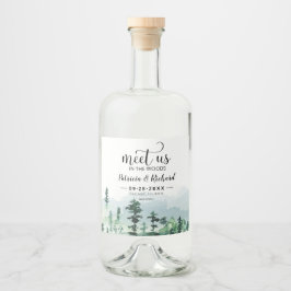 Ontmoet ons in de buitenbruiloft van de Bossen spa Likeurfles Etiket