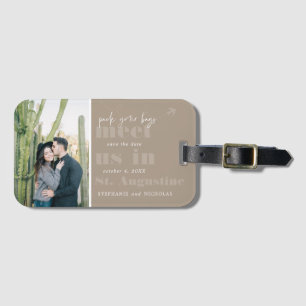 Ontmoet ons in Moderne foto Save the Date Bagagelabel