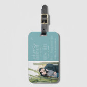 Ontmoet ons in | Moderne foto Save the Date Bagagelabel (Voorkant (verticaal))