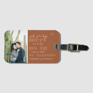 Ontmoet ons in Moderne foto Save the Date Bagagelabel