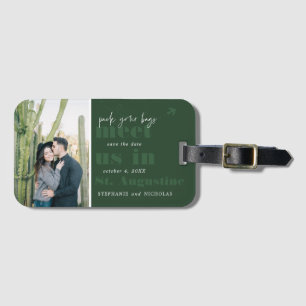 Ontmoet ons in Moderne foto Save the Date Bagagelabel