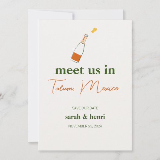Ontmoet ons in Tulum Bruiloft Bewaar de datum Kaart (Voorkant)