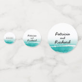 Ontmoet Ons Op Bestemming Trouw Teal Save The Date Confetti (Achterkanten)