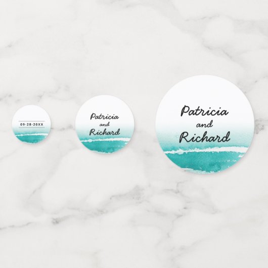 Ontmoet ons op bestemmingsuithuwelijken Blauwgroen Confetti (Achterkanten)