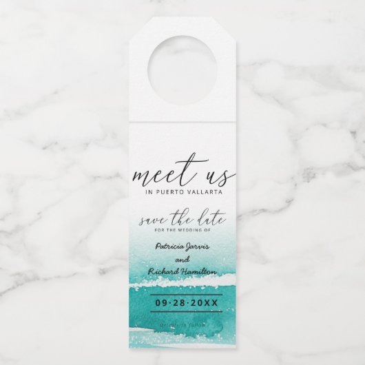 Ontmoet ons op bestemmingsuithuwelijken Blauwgroen Flessenhanger (Voorkant)