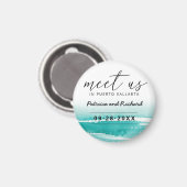 Ontmoet ons op bestemmingsuithuwelijken Blauwgroen Magneet (Voorkant / Achterkant)