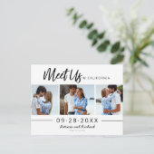 Ontmoet ons op bruiloft met foto op datum 3 briefkaart (Staand voorkant)