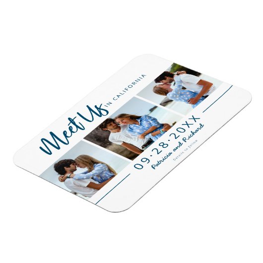 Ontmoet ons op bruiloft met foto op datum 3 magneet (Linkerzijde)