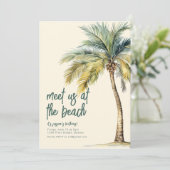 Ontmoet ons op de Beach Birthday Invite Kaart (Staand voorkant)