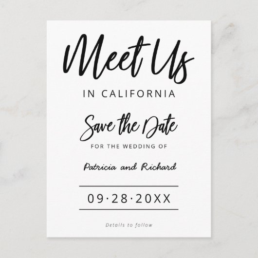 Ontmoet ons op de bruiloft van bestemming sparen d briefkaart (Voorkant)