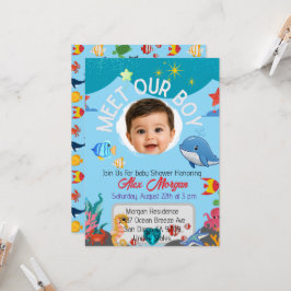 Ontmoet onze jongen baby shower uitnodiging- Onder Kaart