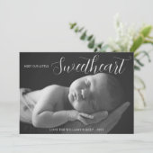 Ontmoet onze kleine liefje geboorte aankondiging (Staand voorkant)