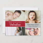 Ontmoet onze kleine Valentijn Baby fotocollage geb Bedankkaart (Voorkant)